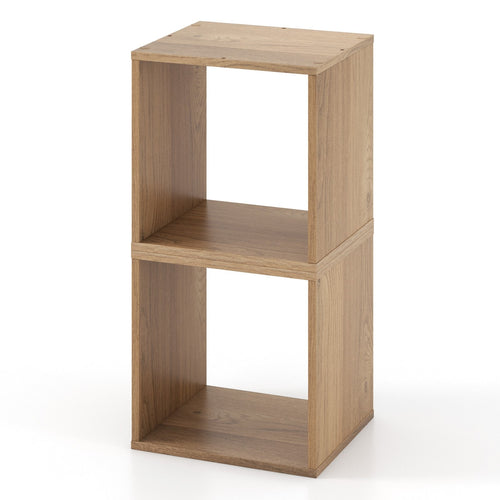 2 Cubes Stackable Bookcase for Living Room and Study, Natural