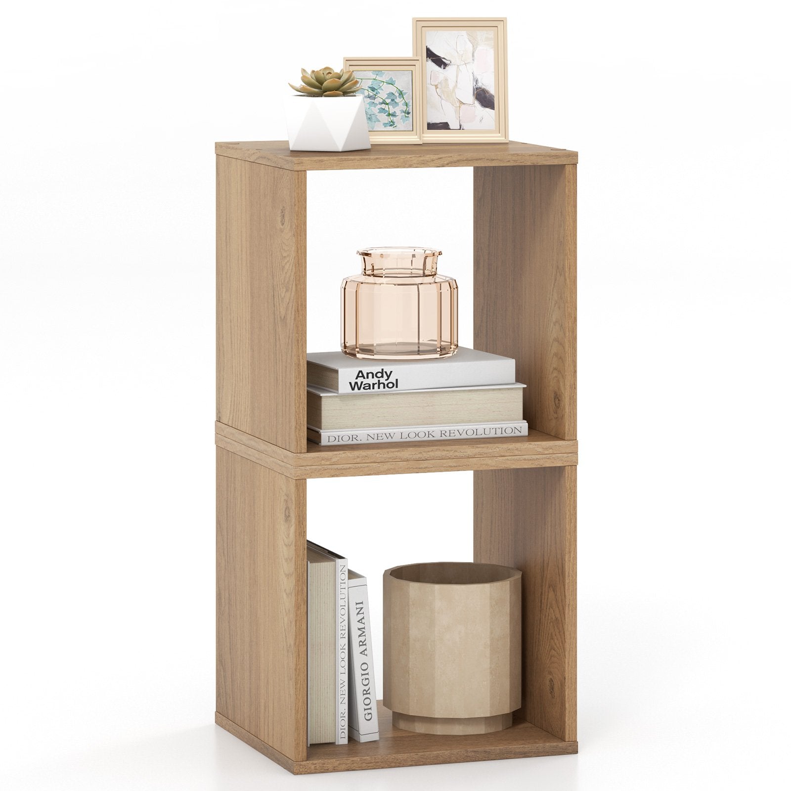 2 Cubes Stackable Bookcase for Living Room and Study, Natural Bookcases   at Gallery Canada