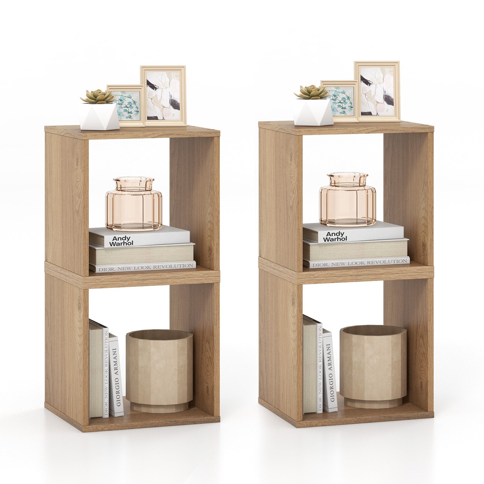 2 Cubes Stackable Bookcase for Living Room and Study, Natural Bookcases   at Gallery Canada