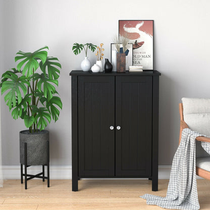 2-Door Bathroom Floor Storage Cabinet Space Saver Organizer, Black Floor Cabinets   at Gallery Canada