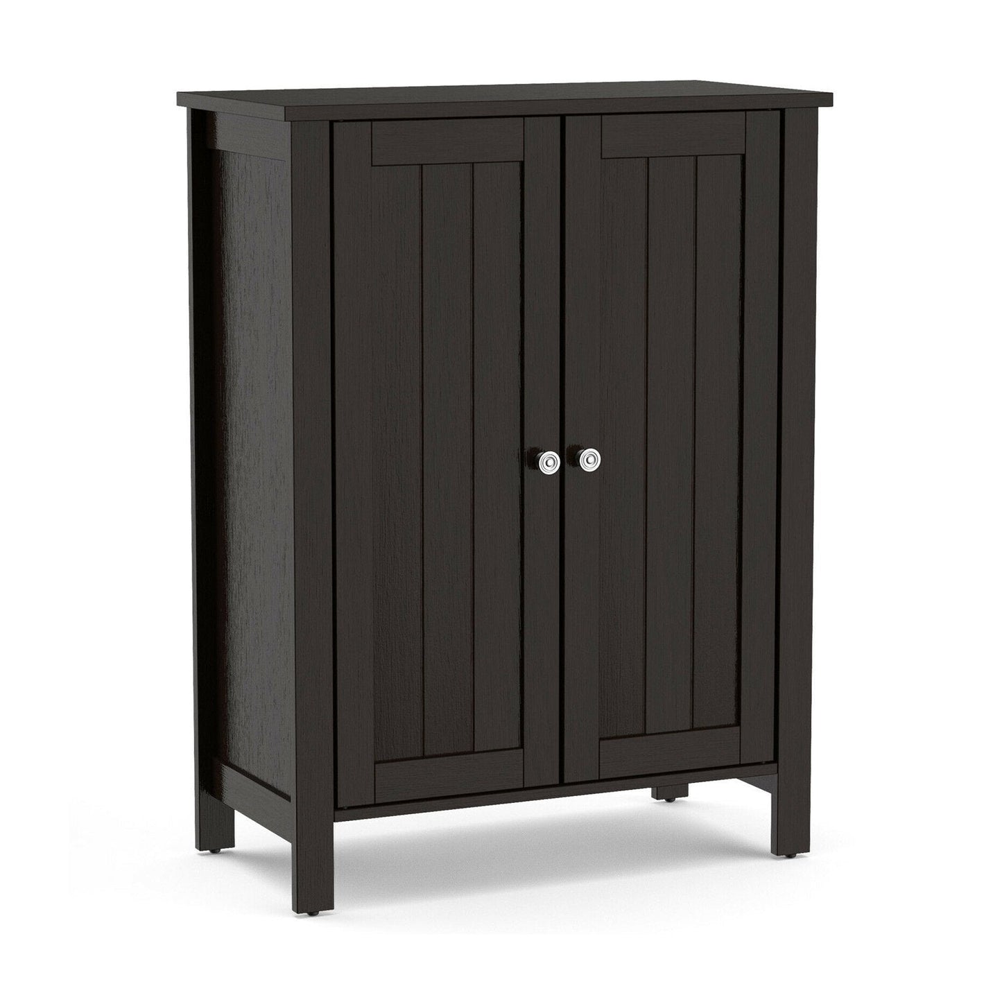 2-Door Bathroom Floor Storage Cabinet Space Saver Organizer, Black Floor Cabinets   at Gallery Canada