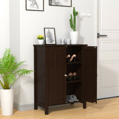 2-Door Bathroom Floor Storage Cabinet Space Saver Organizer, Brown Floor Cabinets   at Gallery Canada