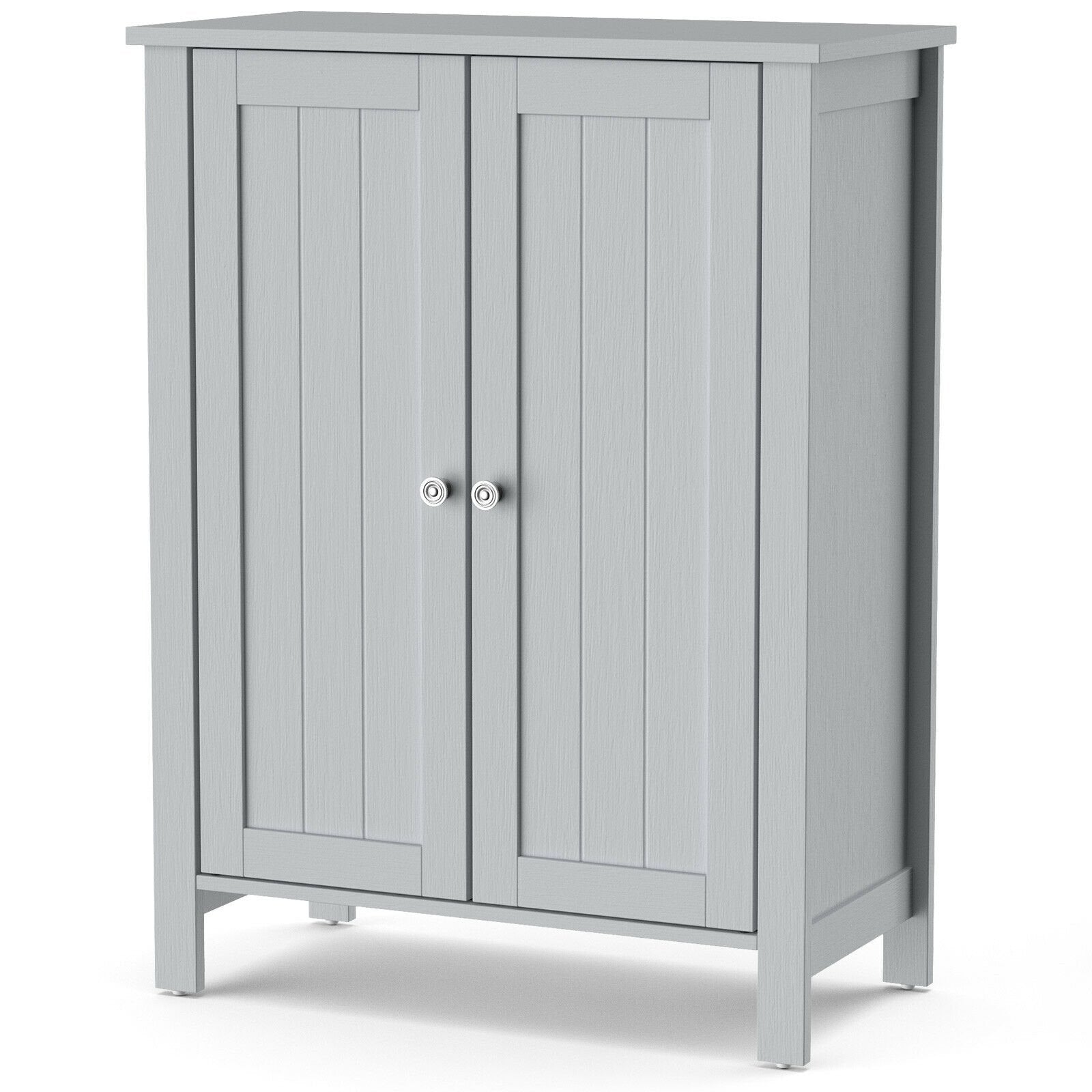 2-Door Bathroom Floor Storage Cabinet Space Saver Organizer, Gray Floor Cabinets   at Gallery Canada