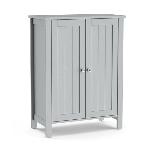 2-Door Bathroom Floor Storage Cabinet Space Saver Organizer, Gray