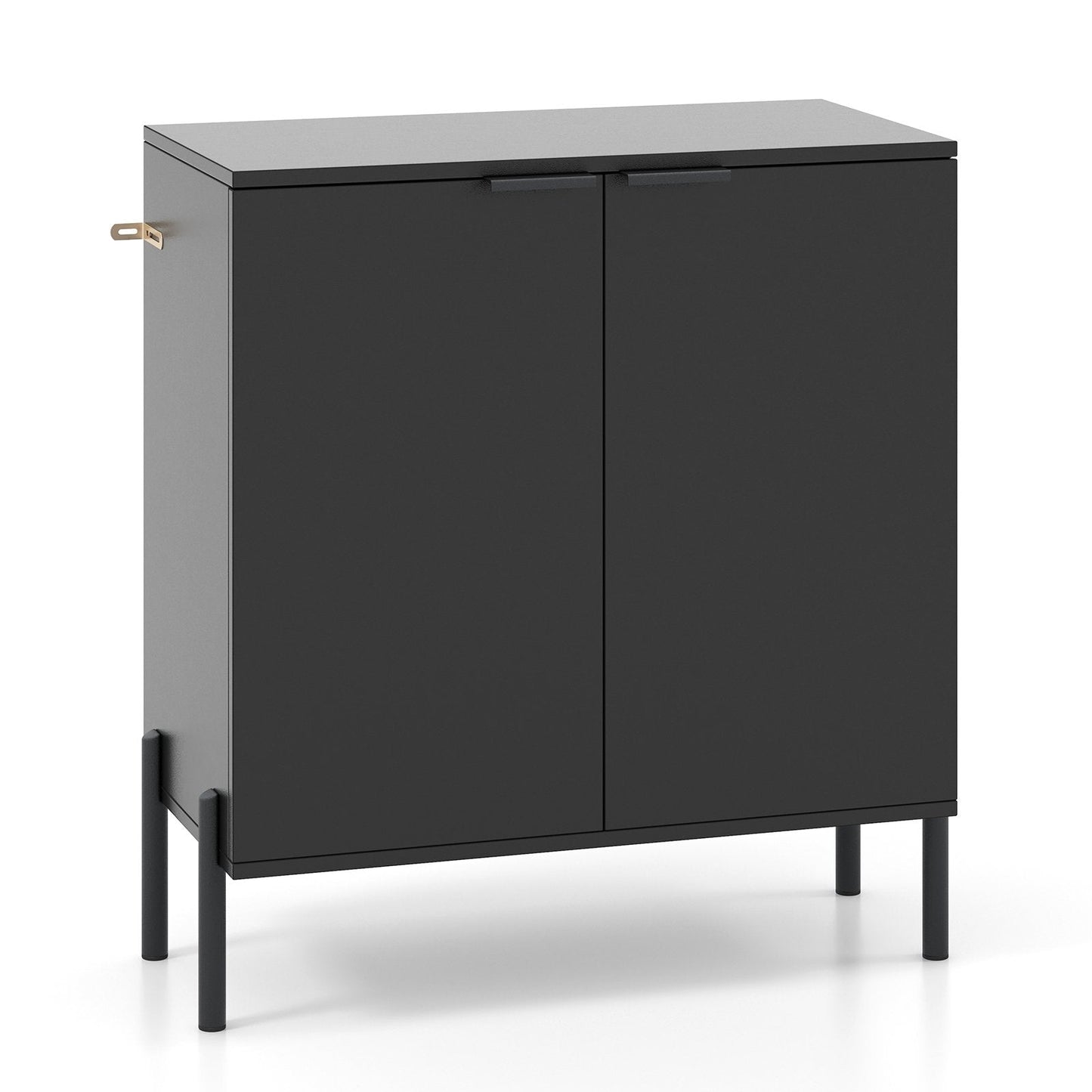 2-Door Buffet Cabinet Sideboard with Shelf and Metal Legs, Black Sideboards Cabinets & Buffets   at Gallery Canada