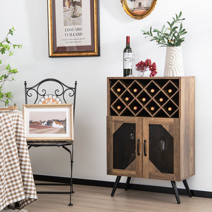 2-Door Farmhouse Kitchen Storage Bar Cabinet with Wine Rack and Glass Holder, Brown Sideboards Cabinets & Buffets   at Gallery Canada