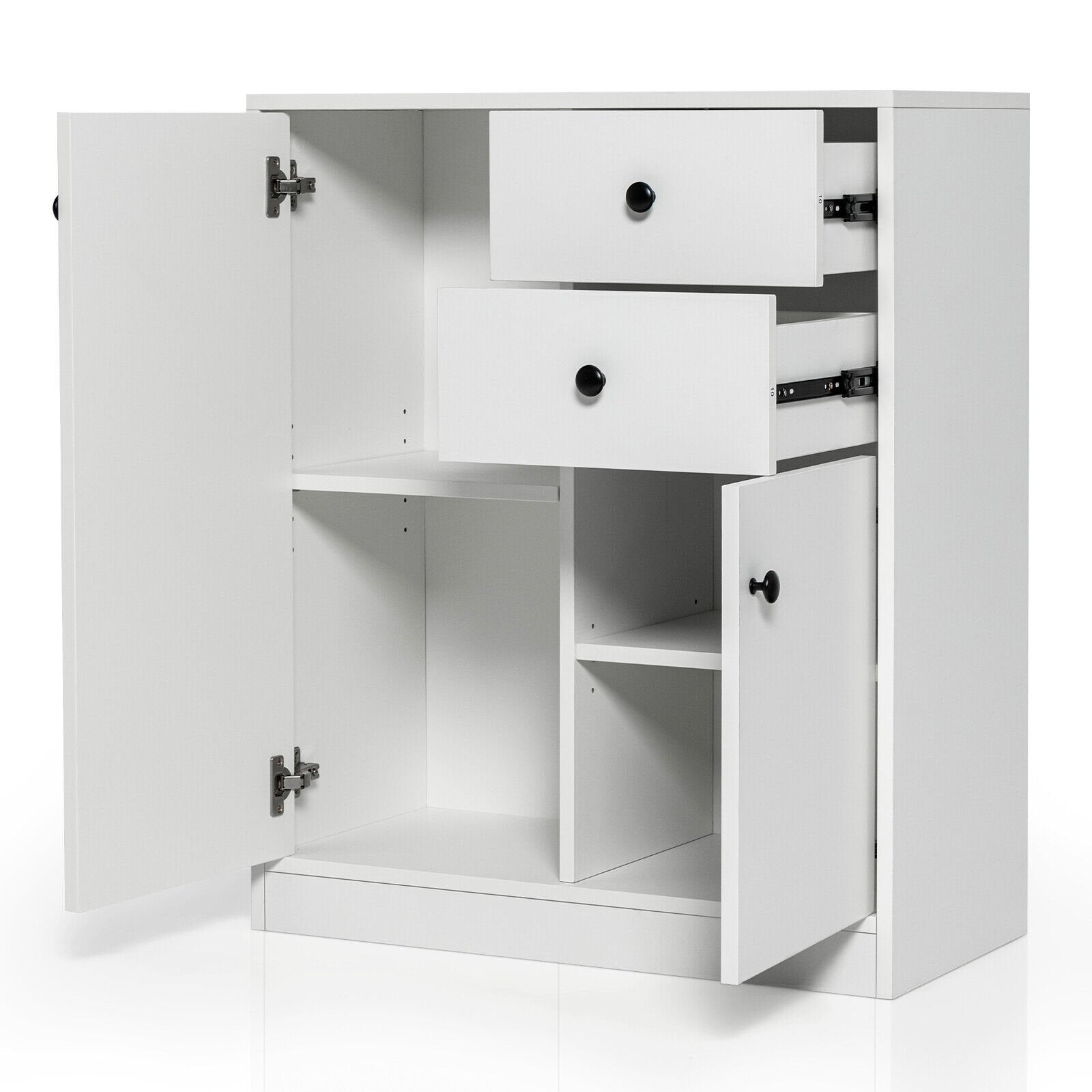 2-Door Free-standing Kitchen Sideboard with Adjustable Shelves, White Floor Cabinets   at Gallery Canada