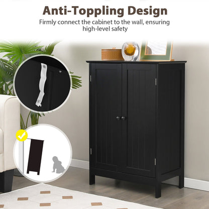 2-Door Freee-Standing Bathroom Cabinet with Shelf, Black Floor Cabinets   at Gallery Canada