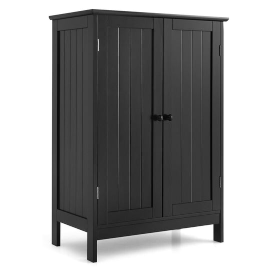 2-Door Freee-Standing Bathroom Cabinet with Shelf, Black Floor Cabinets   at Gallery Canada