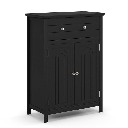 2-Door Freestanding Bathroom Cabinet with Drawer and Adjustable Shelf, Black Floor Cabinets   at Gallery Canada