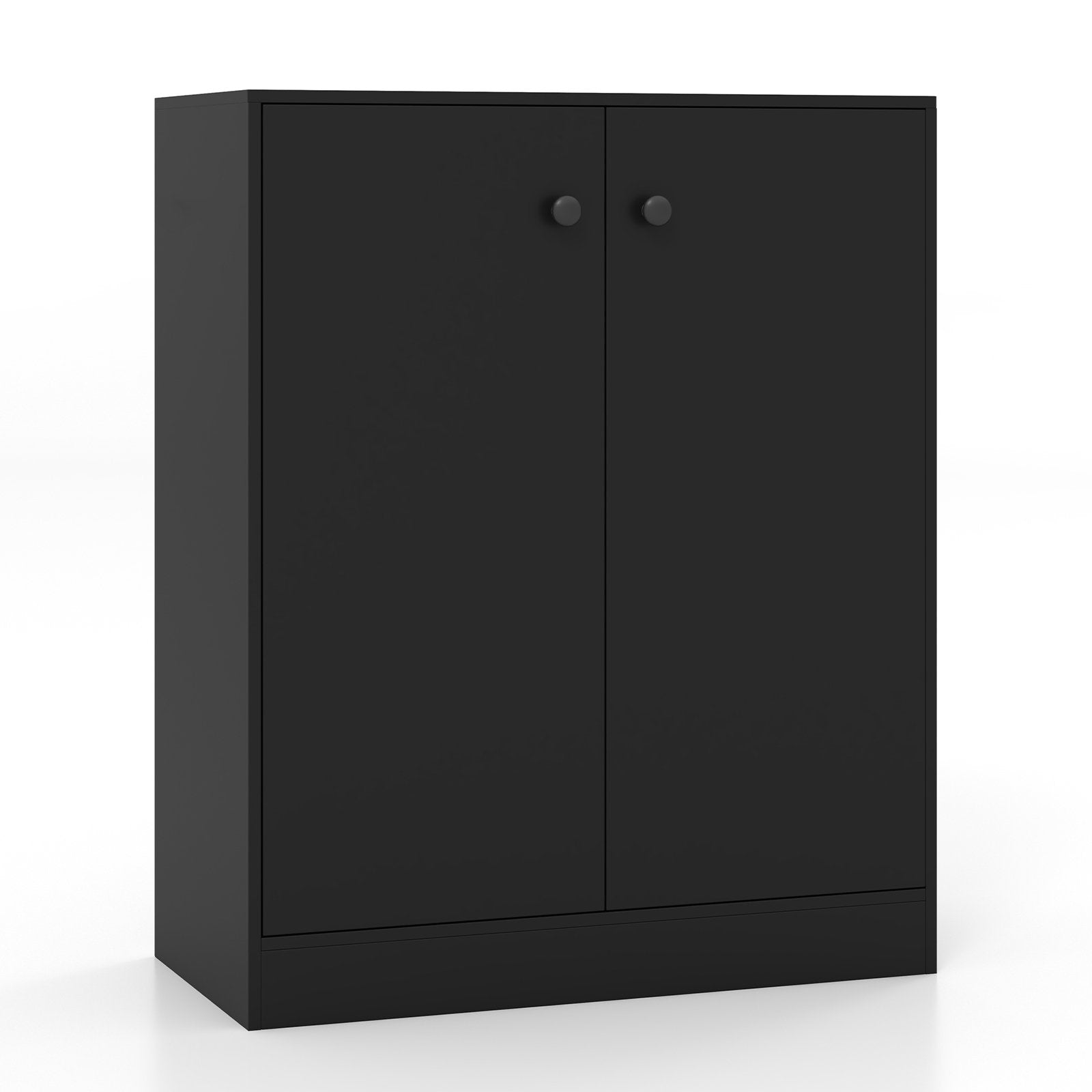 2-Door Modern Floor Storage Cabinet with 3-Tier Shelf, Black Cabinets & Chests   at Gallery Canada