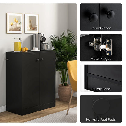 2-Door Modern Floor Storage Cabinet with 3-Tier Shelf, Black Cabinets & Chests   at Gallery Canada