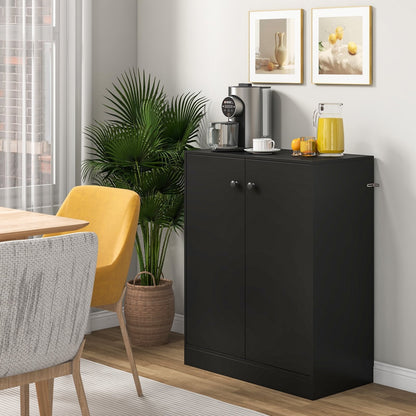 2-Door Modern Floor Storage Cabinet with 3-Tier Shelf, Black Cabinets & Chests   at Gallery Canada