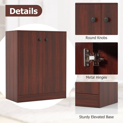 2-Door Modern Floor Storage Cabinet with 3-Tier Shelf, Brown Cabinets & Chests   at Gallery Canada