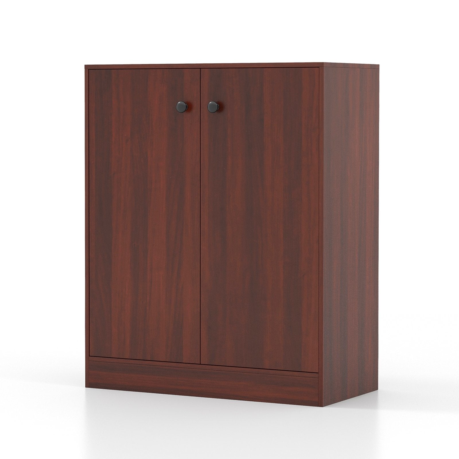 2-Door Modern Floor Storage Cabinet with 3-Tier Shelf, Brown Cabinets & Chests   at Gallery Canada