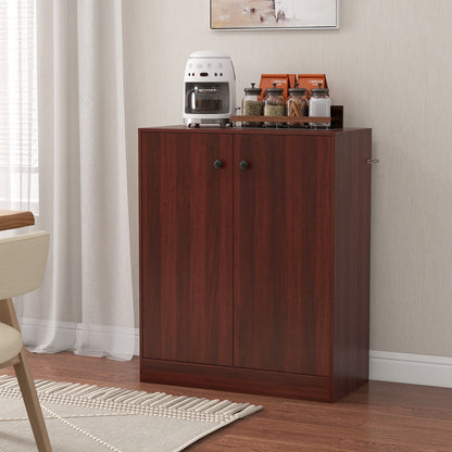 2-Door Modern Floor Storage Cabinet with 3-Tier Shelf, Brown Cabinets & Chests   at Gallery Canada