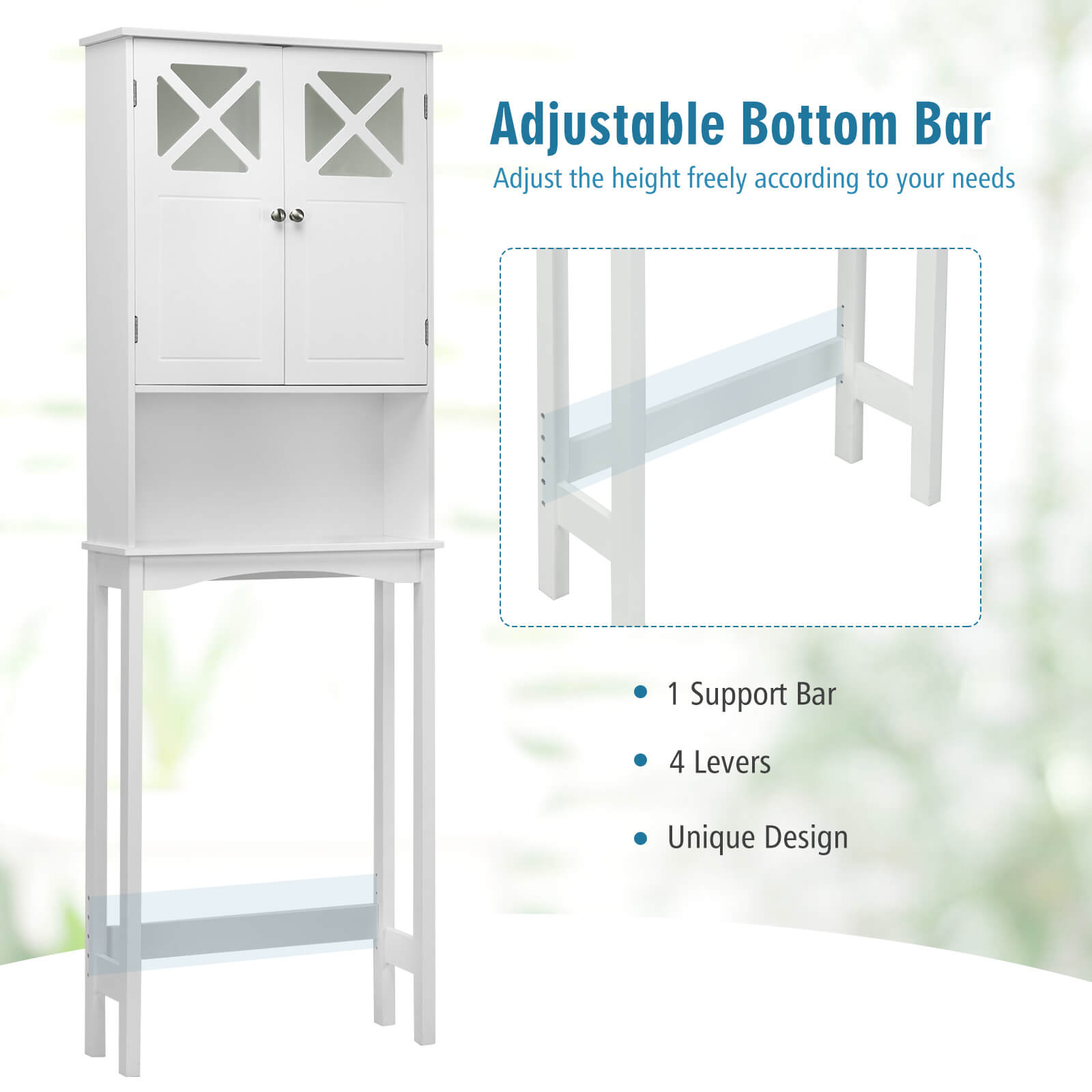 2-Door Over The Toilet Bathroom Storage Cabinet with Adjustable Shelf, White Bathroom Etagere   at Gallery Canada