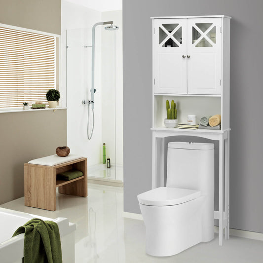 2-Door Over The Toilet Bathroom Storage Cabinet with Adjustable Shelf, White Bathroom Etagere   at Gallery Canada