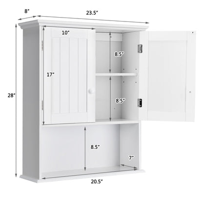 2-Door Wall Mount Bathroom Storage Cabinet with Open Shelf, White Wall Cabinets   at Gallery Canada