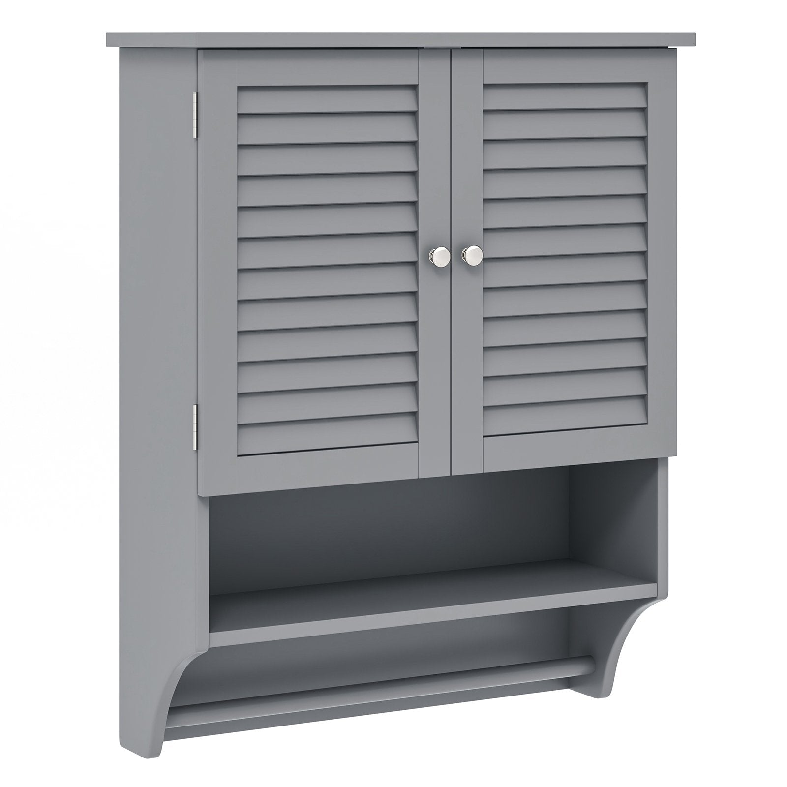 2-Doors Bathroom Wall-Mounted Medicine Cabinet with Towel Bar, Gray Wall Cabinets   at Gallery Canada