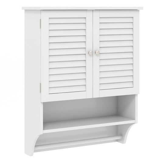 2-Doors Bathroom Wall-Mounted Medicine Cabinet with Towel Bar, White Wall Cabinets   at Gallery Canada