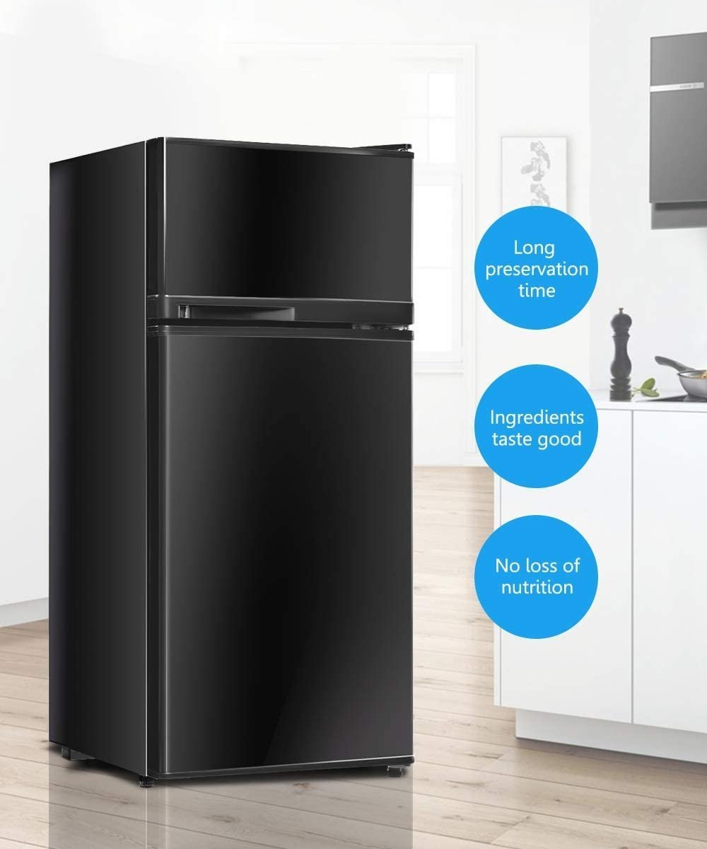 2 Doors Cold-rolled Sheet Compact Refrigerator, Black Refrigerators   at Gallery Canada