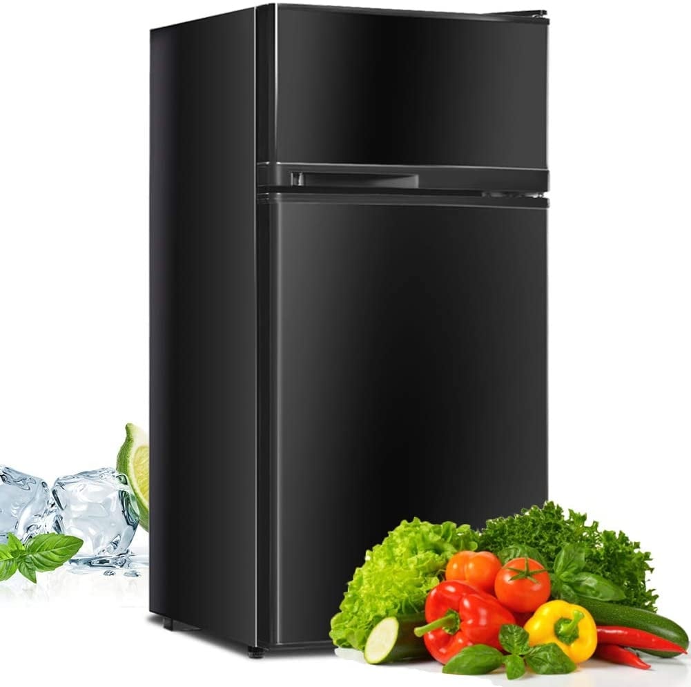 2 Doors Cold-rolled Sheet Compact Refrigerator, Black Refrigerators   at Gallery Canada