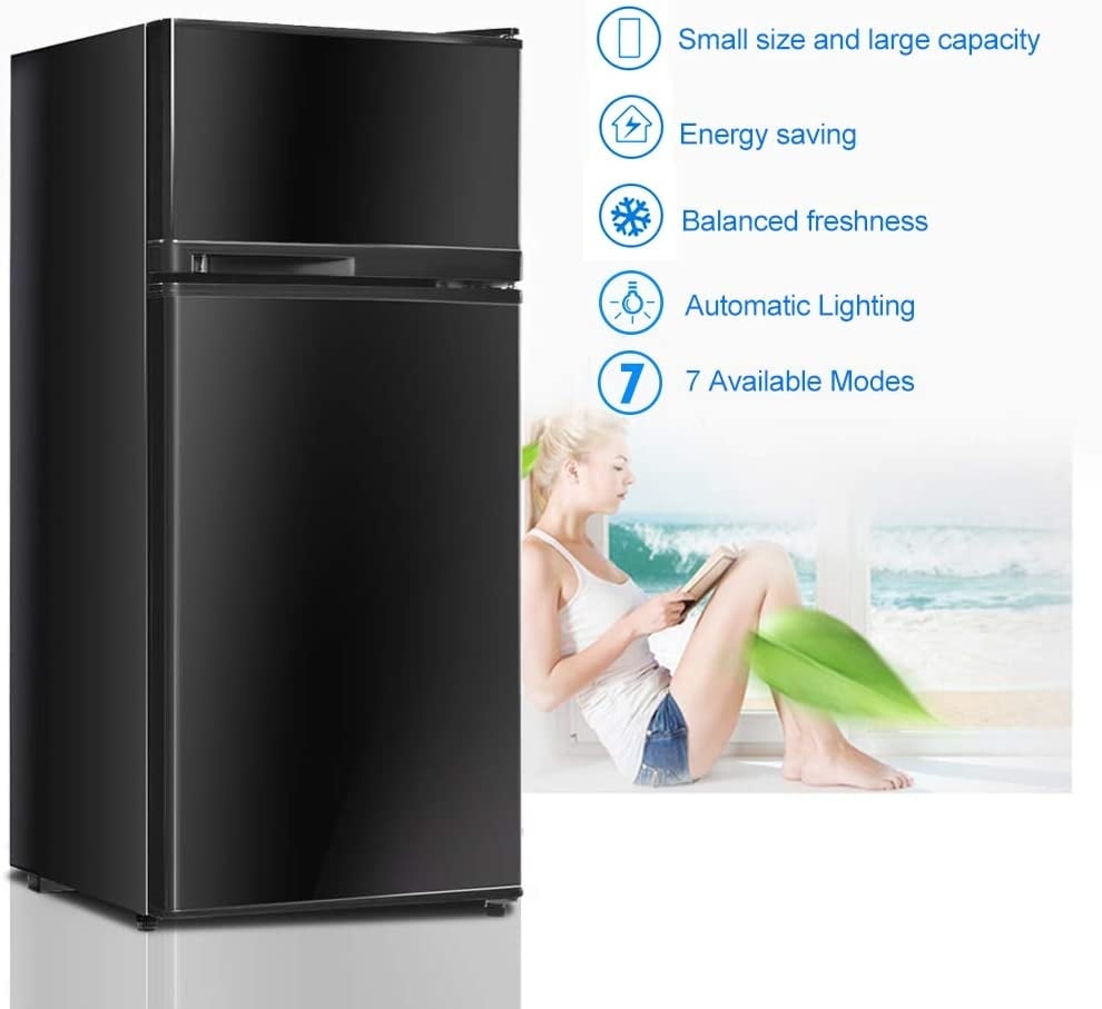 2 Doors Cold-rolled Sheet Compact Refrigerator, Black Refrigerators   at Gallery Canada