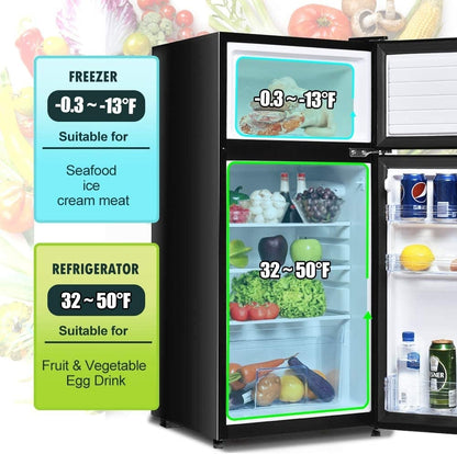 2 Doors Cold-rolled Sheet Compact Refrigerator, Black Refrigerators   at Gallery Canada