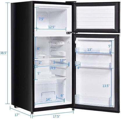 2 Doors Cold-rolled Sheet Compact Refrigerator, Black Refrigerators   at Gallery Canada