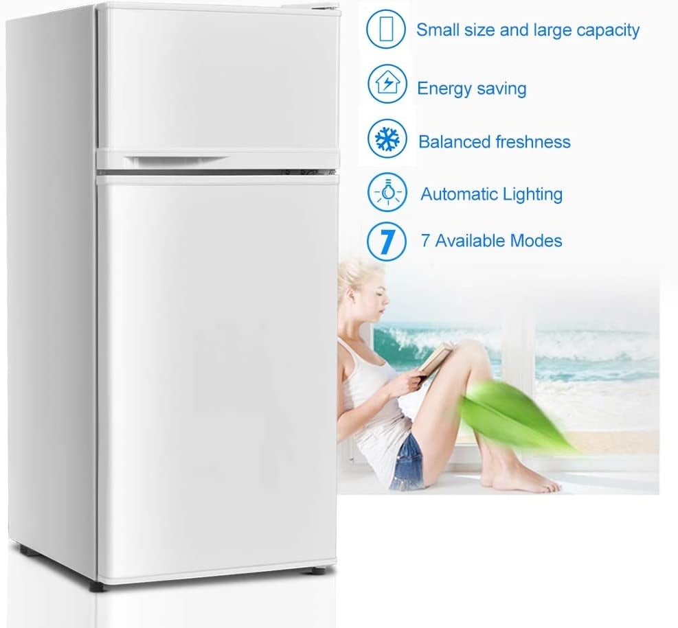 2 Doors Cold-rolled Sheet Compact Refrigerator, White Refrigerators   at Gallery Canada