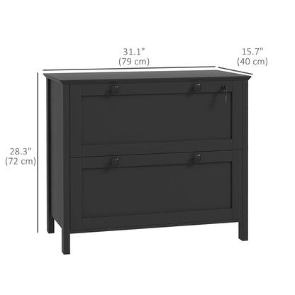 2 Drawer File Cabinet, Lockable Filing Cabinet with Adjustable Hanging Bar for Letter, A4 and Legal Size, Black Office Cabinets & Cupboards   at Gallery Canada