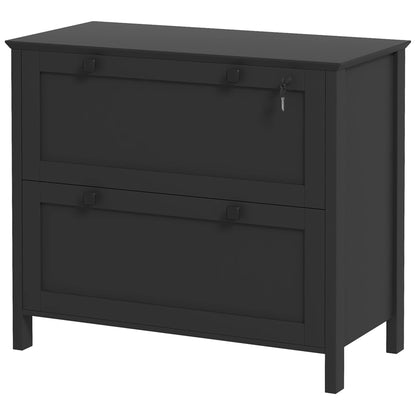 2 Drawer File Cabinet, Lockable Filing Cabinet with Adjustable Hanging Bar for Letter, A4 and Legal Size, Black Office Cabinets & Cupboards   at Gallery Canada