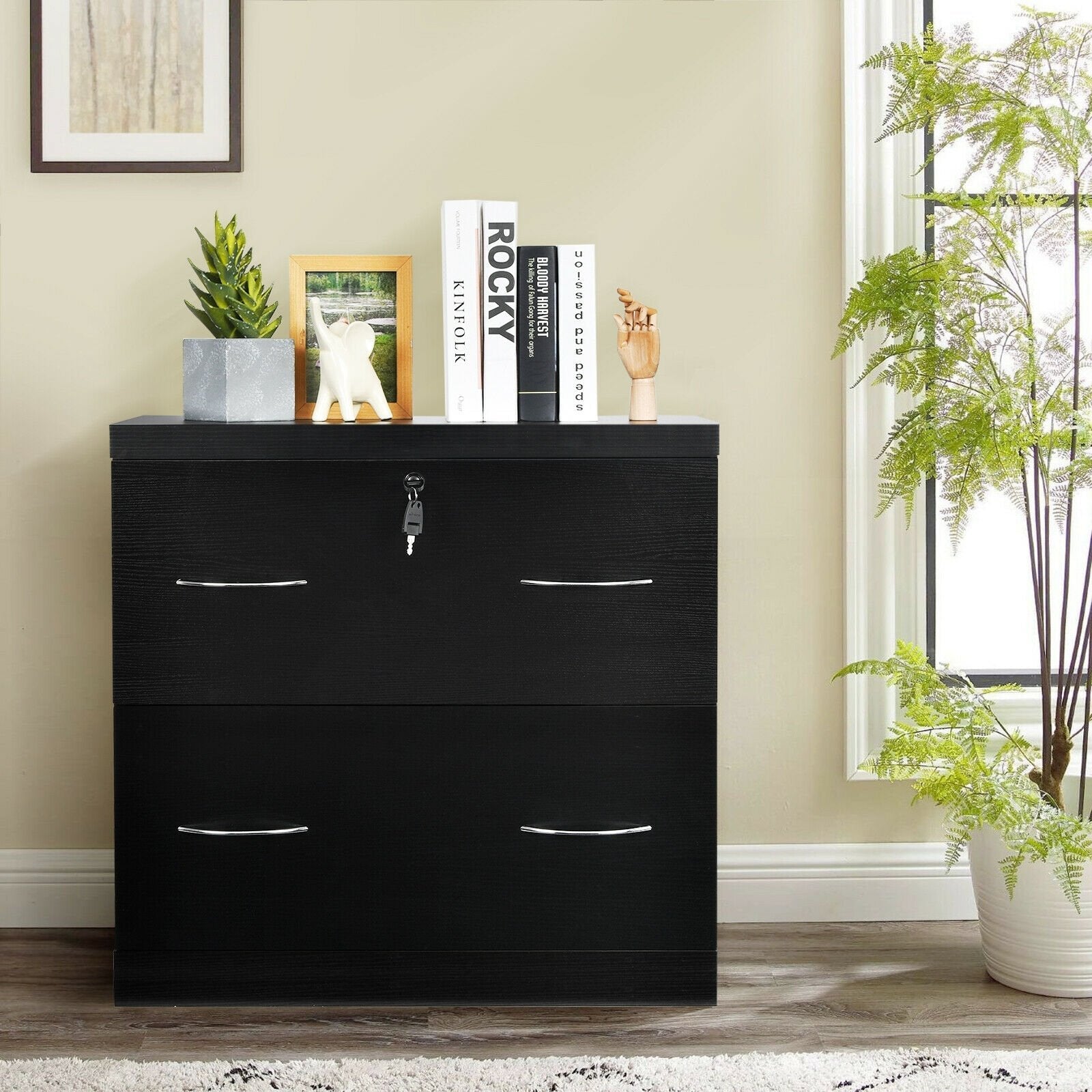 2-Drawer File Cabinet with Lock Hinging Bar Letter and Legal Size, Black File Cabinets   at Gallery Canada