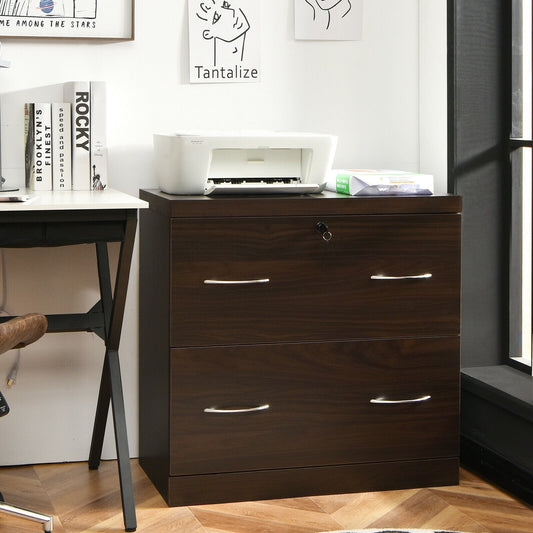 2-Drawer File Cabinet with Lock Hinging Bar Letter and Legal Size, Dark Brown File Cabinets   at Gallery Canada