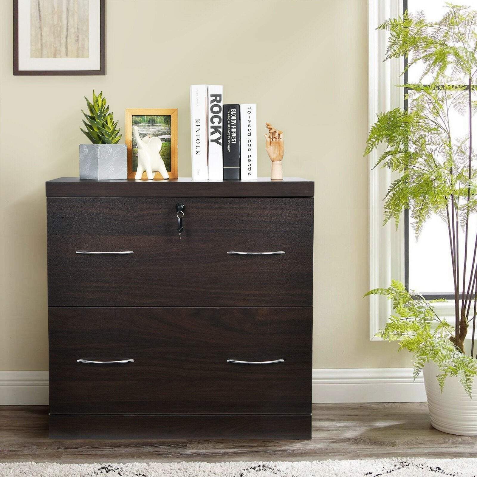 2-Drawer File Cabinet with Lock Hinging Bar Letter and Legal Size, Dark Brown File Cabinets   at Gallery Canada