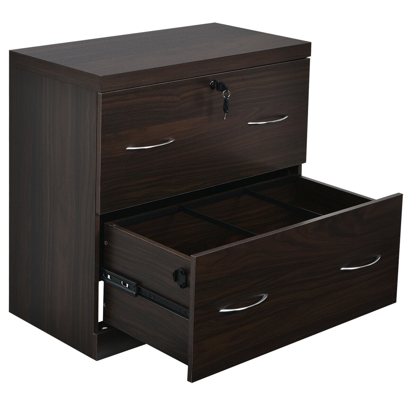 2-Drawer File Cabinet with Lock Hinging Bar Letter and Legal Size, Dark Brown File Cabinets   at Gallery Canada