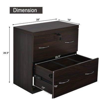 2-Drawer File Cabinet with Lock Hinging Bar Letter and Legal Size, Dark Brown File Cabinets   at Gallery Canada