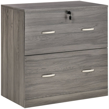 2-Drawer File Cabinet with Lock, Vertical Storage Filing Cabinet with Hanging Bar for Letter Size, Home Office, Grey Office Cabinets & Cupboards Grey Oak  at Gallery Canada