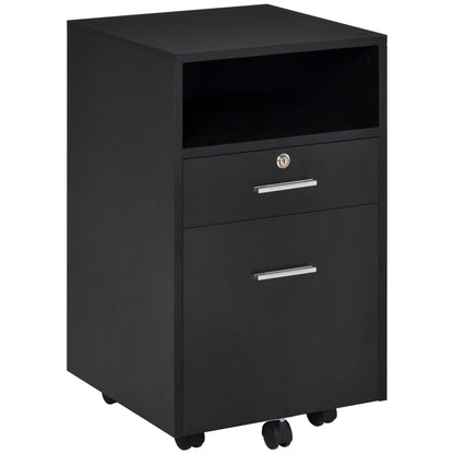 2 Drawer Filing Cabinet with Lock, Vertical File Cabinet with Wheels, Mobile Office Cabinet for A4, Letter Size, Black Office Cabinets & Cupboards Black  at Gallery Canada