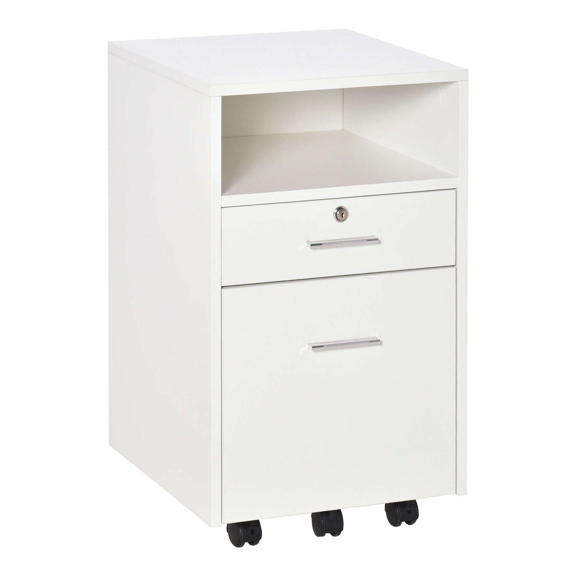 2 Drawer Filing Cabinet with Lock, Vertical File Cabinet with Wheels, Mobile Office Cabinet for A4, Letter Size, White Office Cabinets & Cupboards White  at Gallery Canada