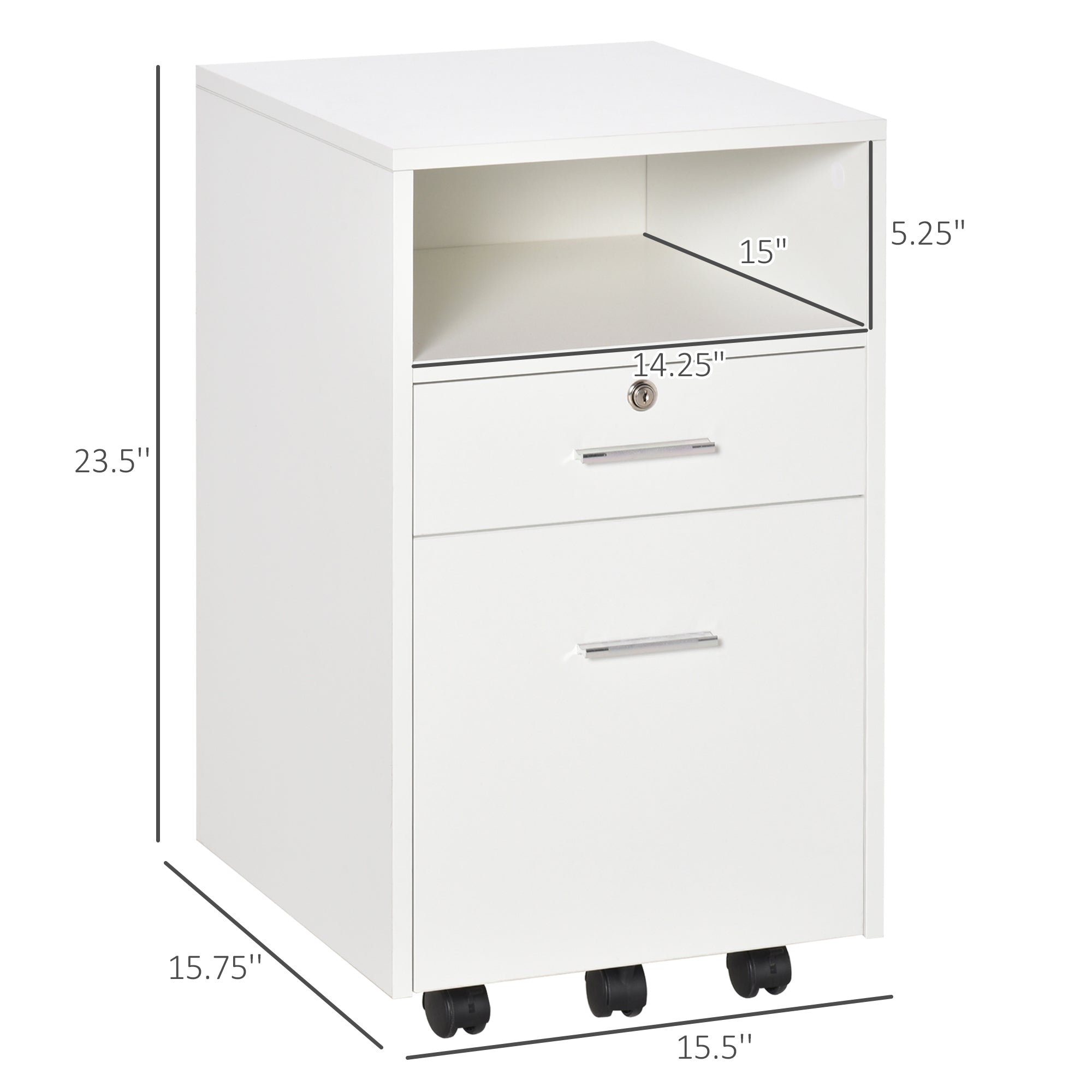 2 Drawer Filing Cabinet with Lock, Vertical File Cabinet with Wheels, Mobile Office Cabinet for A4, Letter Size, White Office Cabinets & Cupboards   at Gallery Canada