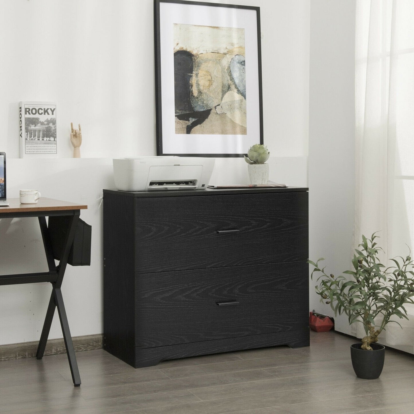 2-Drawer Lateral File Cabinet with Adjustable Bars for Home and Office, Black File Cabinets   at Gallery Canada