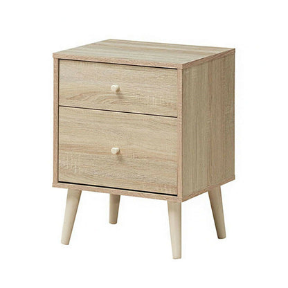 2-Drawer Nightstand Beside End Side Table with Rubber Legs, Natural Nightstands   at Gallery Canada