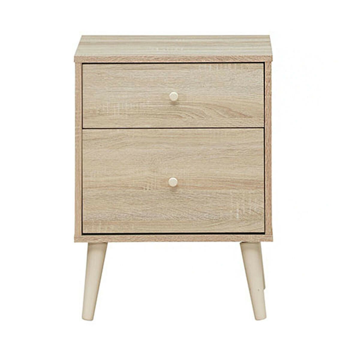 2-Drawer Nightstand Beside End Side Table with Rubber Legs, Natural Nightstands   at Gallery Canada