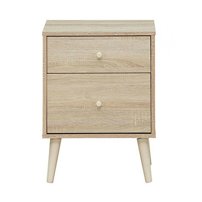 2-Drawer Nightstand Beside End Side Table with Rubber Legs, Natural Nightstands   at Gallery Canada