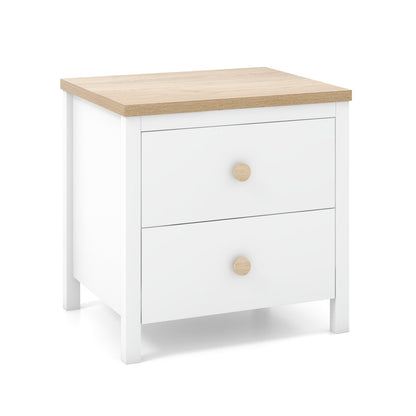 2-Drawer Nightstand with Rubber Wood Legs, White Nightstands   at Gallery Canada