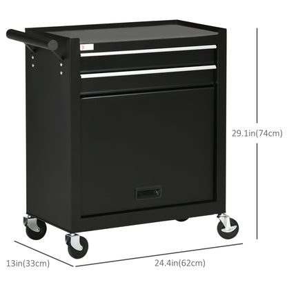 2-Drawer Rolling Tool Chest on Wheels, Metal Tool Cabinet for Warehouse, Workshop and Garage, Black Tool Organizers   at Gallery Canada