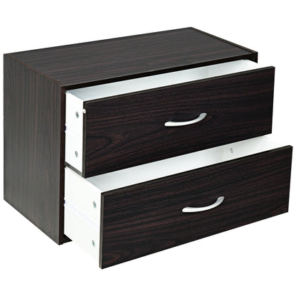 2-Drawer Stackable Horizontal Storage Cabinet Dresser Chest with Handles, Dark Brown Cabinets & Chests   at Gallery Canada