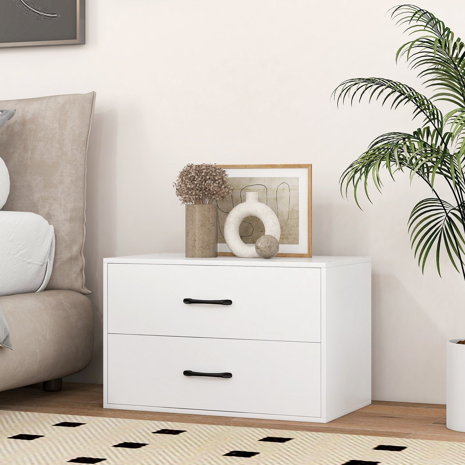 2-Drawer Stackable Horizontal Storage Cabinet Dresser Chest with Handles, White Cabinets & Chests   at Gallery Canada